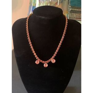 Vintage Purple rhinestone Necklace, in Gold tone, Unmarked